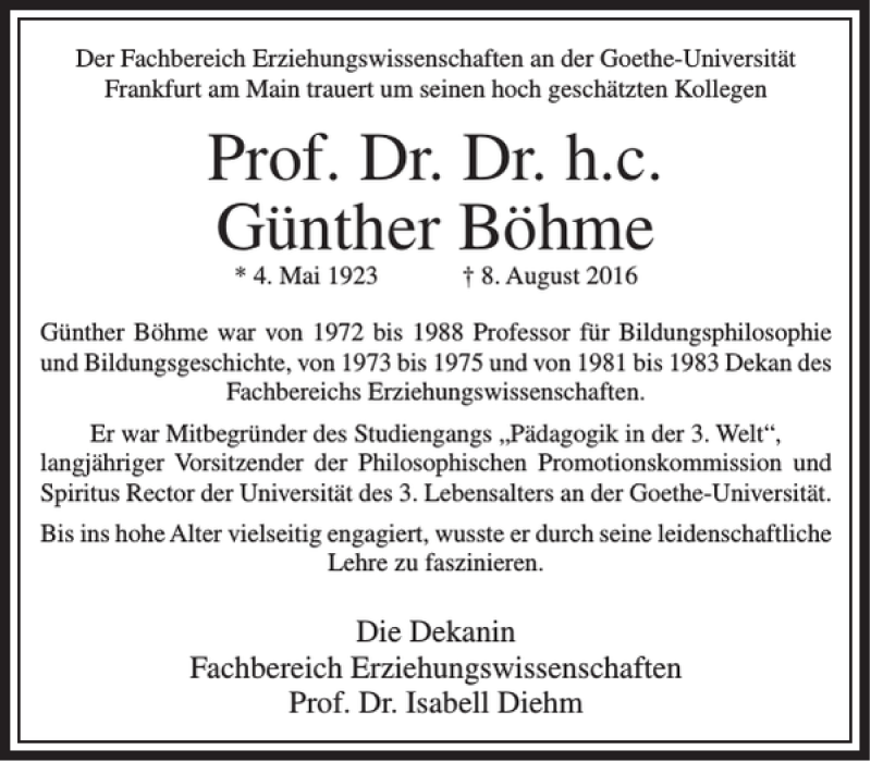 Traueranzeigen Von Prof Dr Dr H C G Nther B Hme Trauer Rheinmain De