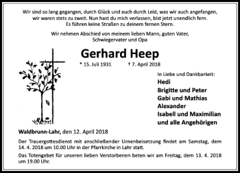 Traueranzeigen Von Gerhard Heep Trauer Rheinmain De