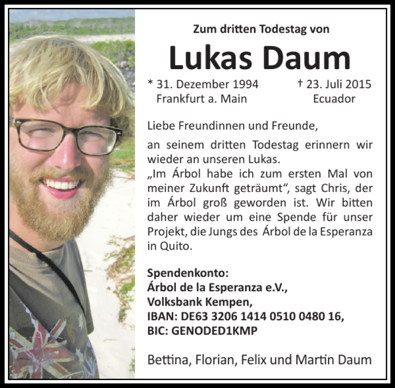 Traueranzeigen Von Lukas Daum Trauer Rheinmain De