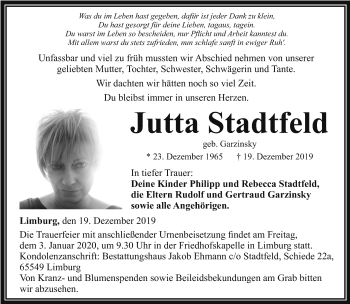 Traueranzeigen Von Jutta Stadtfeld Trauer Rheinmain De