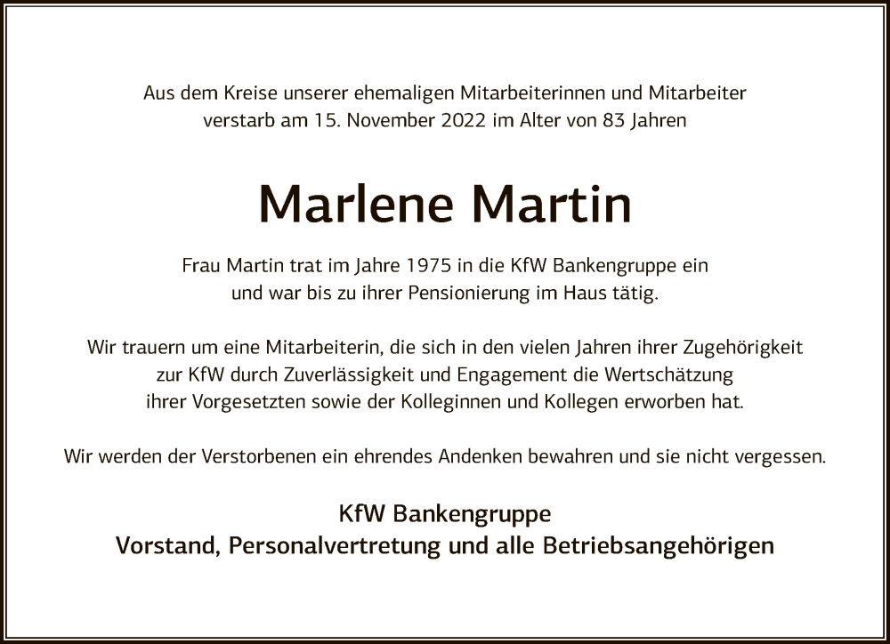 Traueranzeigen Von Marlene Martin Trauer Rheinmain De