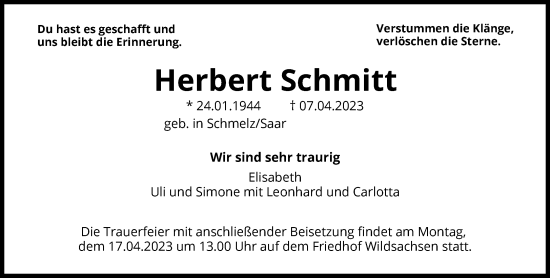 Traueranzeigen Von Herbert Schmitt Trauer Rheinmain De