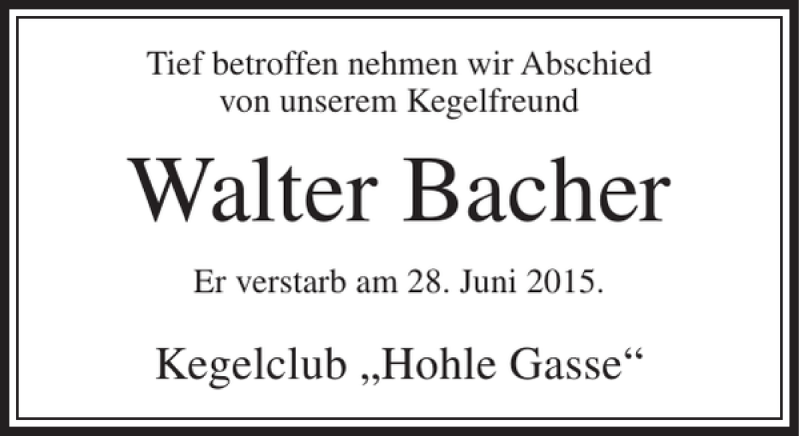 Traueranzeigen von Walter Bacher trauerrheinmain.de