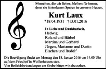 Traueranzeige von Kurt Laux von Rhein Main Media