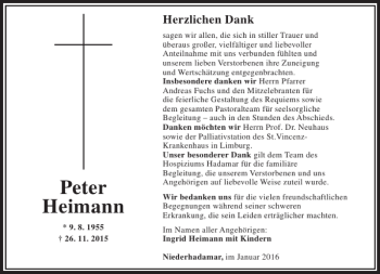 Traueranzeige von Peter Heimann von Rhein Main Media