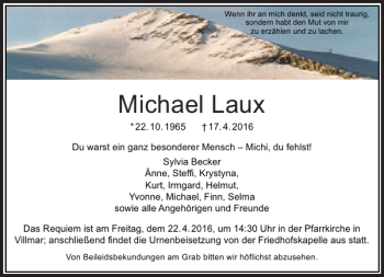 Traueranzeige von Michael Laux von Rhein Main Media