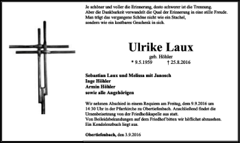 Traueranzeige von Ulrike Laux von Rhein Main Media