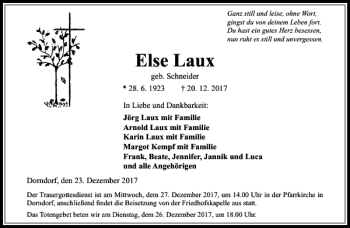 Traueranzeige von Else Laux von Rhein Main Media