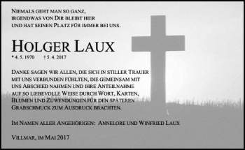 Traueranzeige von HOLGER LAUX von Rhein Main Media