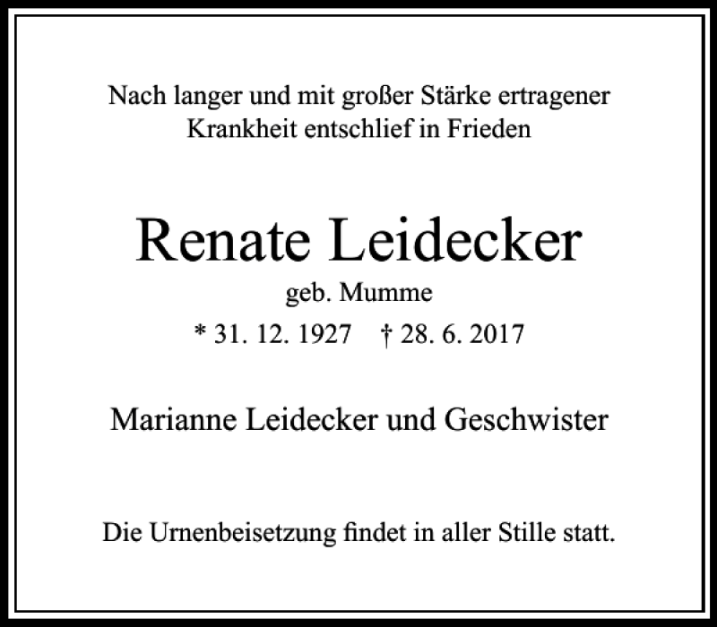 Traueranzeigen Von Renate Leidecker Trauer Rheinmain De | My XXX Hot Girl