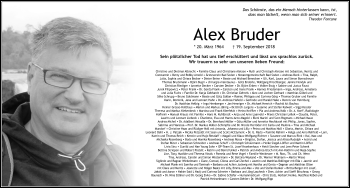 Traueranzeige von Alexander Bruder von RMZ