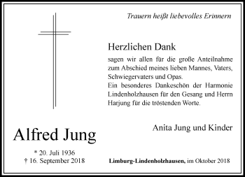 Traueranzeige von Alfred Jung von RMZ