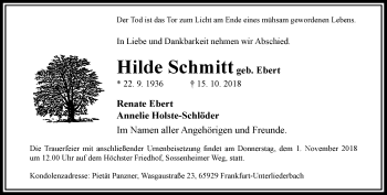 Traueranzeige von Hilde Schmitt von RMZ