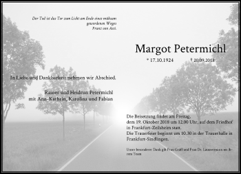 Traueranzeige von Margot Petermichl von RMZ