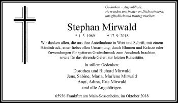 Traueranzeige von Stephan Mirwald von RMZ