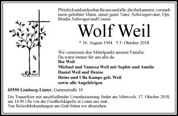 Traueranzeige von Wolf Weil von RMZ