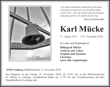 Traueranzeige von Karl Mücke von RMZ