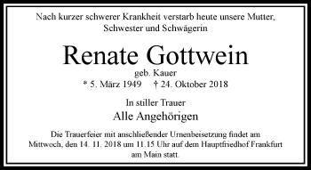 Traueranzeige von Renate Gottwein von Hildesheimer Allgemeine Zeitung