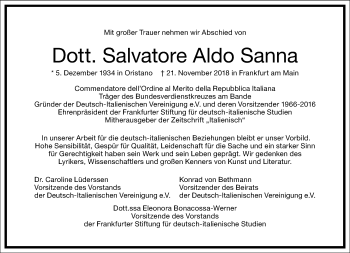 Traueranzeige von Salvatore Aldo Sanna von RMZ