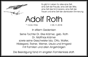 Traueranzeige von Adolf Roth von RMZ
