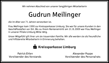 Traueranzeige von Gudrun Meilinger von RMZ