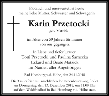 Traueranzeige von Karin Przetocki von RMZ