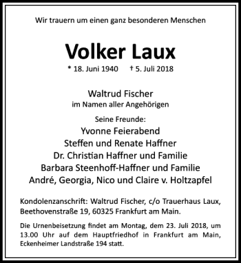 Traueranzeige von Volker Laux von Rhein Main Media