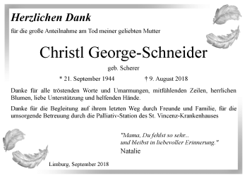 Traueranzeige von Christl George-Schneider von RMZ