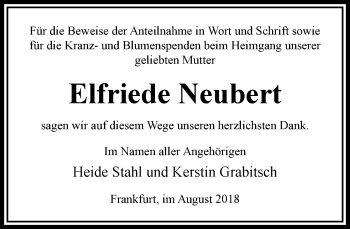 Traueranzeige von Elfriede Neubert von RMZ