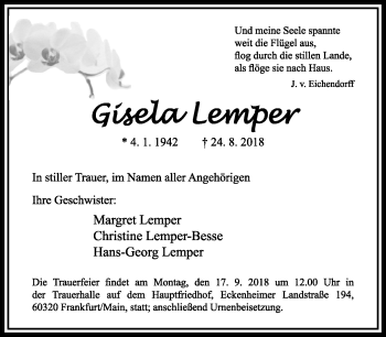 Traueranzeige von Gisela Lemper von RMZ