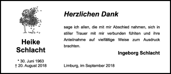 Traueranzeige von Heike Schlacht von RMZ