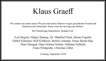 Traueranzeige von Klaus Graeff von RMZ