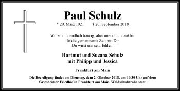 Traueranzeige von Paul Schulz von RMZ