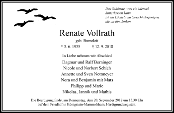 Traueranzeige von Renate Vollrath von RMZ