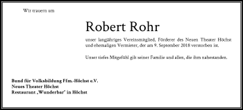 Traueranzeige von Robert Rohr von RMZ