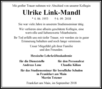 Traueranzeige von Ulrike Link-Mandl von RMZ