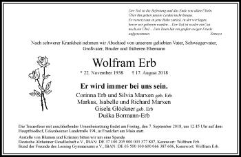 Traueranzeige von Wolfram Erb von RMZ