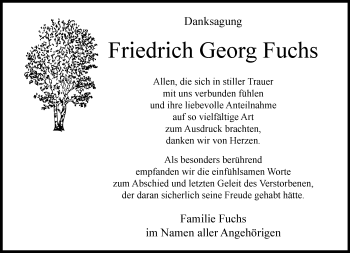 Traueranzeige von Friedrich Georg Fuchs von RMZ