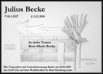 Traueranzeige von Julius Becke von RMZ