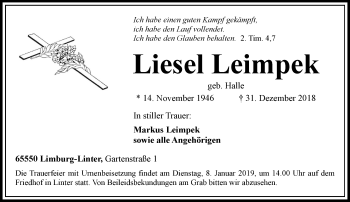 Traueranzeige von Liesel Leimpek von RMZ
