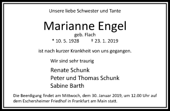 Traueranzeige von Marianne Engel von RMZ