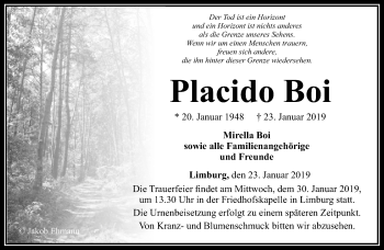 Traueranzeige von Placido Boi von RMZ