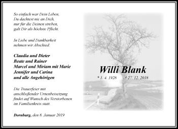 Traueranzeige von Willi Blank von RMZ