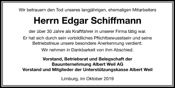 Traueranzeige von Edgar Schiffmann von RMZ