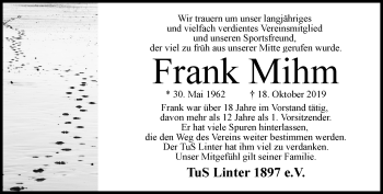 Traueranzeige von Frank Mihm von RMZ