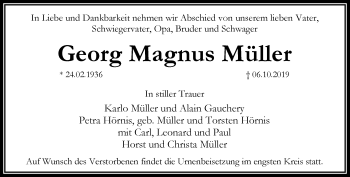 Traueranzeige von Georg Magnus Müller von RMZ