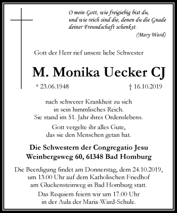Traueranzeige von M. Monika Uecker CJ von RMZ
