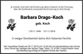 Traueranzeige von Barbara Drago-Koch von RMZ