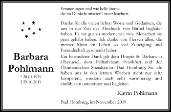 Traueranzeige von Barbara Pohlmann von RMZ