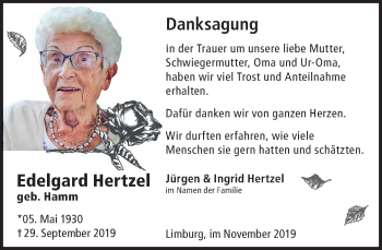 Traueranzeige von Edelgard Hertzel von RMZ